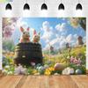 Happy Easter Backdrop Spring Natural Scenery Garden Rabbit Eggs Bunny Easter Adult Kids Portrait Photography Background Decor