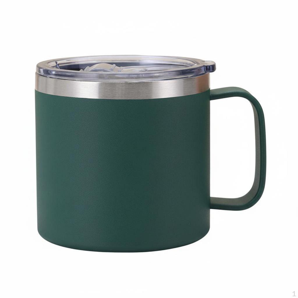 14oz Stainless Steel Coffee Mug Double Walled Vacuum Insulated with Handle Keeps Drinks Warm &