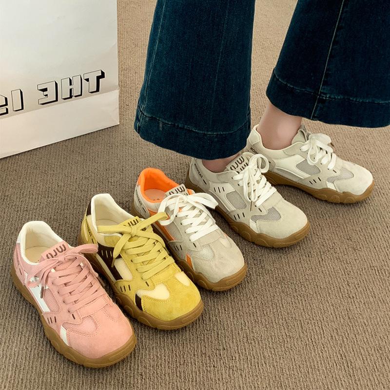Yellow Dad Shoes Women's 2025 New Summer Forrest Gump Training Shoes Mesh Breathable Mesh Shoes Platform Casual Sports Shoes