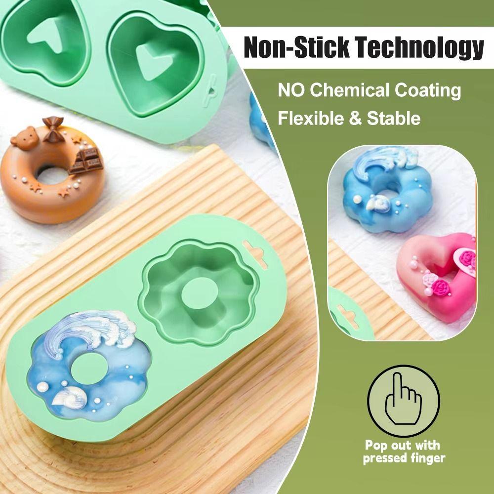 DIY Silicone Baking Pan 2-Cavity Cake Mold Non-Stick Doughnut Baking Mold Dessert