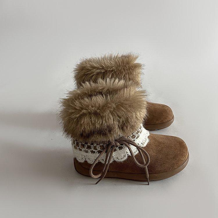 Mao Mao boots snow boots winter thick-soled retro piled cute Mori Mao tube heightening niche warm cotton shoes