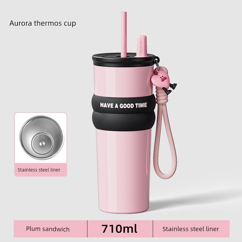 New 316 Stainless Steel Thermos Cup, Simple and Stylish, Large Capacity Thermos Cup with Ceramic Inner Liner, Portable Car Water Cup