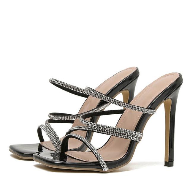 

Liyke Новый дизайн квадратный носок красные тапочки женские модные летние босоножки с узким ремешком кристаллы женские туфли на высоком каблуке свадебные туфли-лодочки 41 чёрный