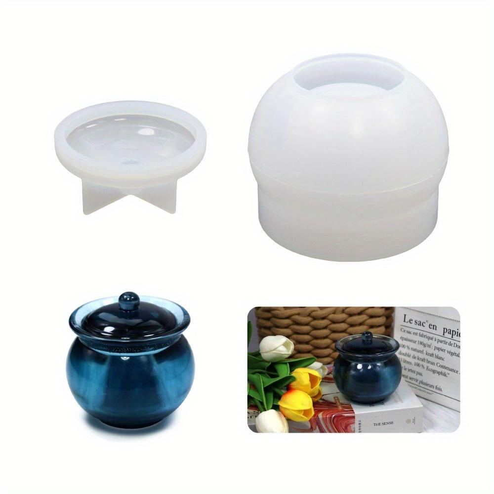 1pz Stampi in silicone per barattoli, stampi in resina per barattoli con coperchio, stampi epossidici per scatola portaoggetti per gioielli fai da te, portacandele, contenitore per caramelle, regali in resina epossidica
