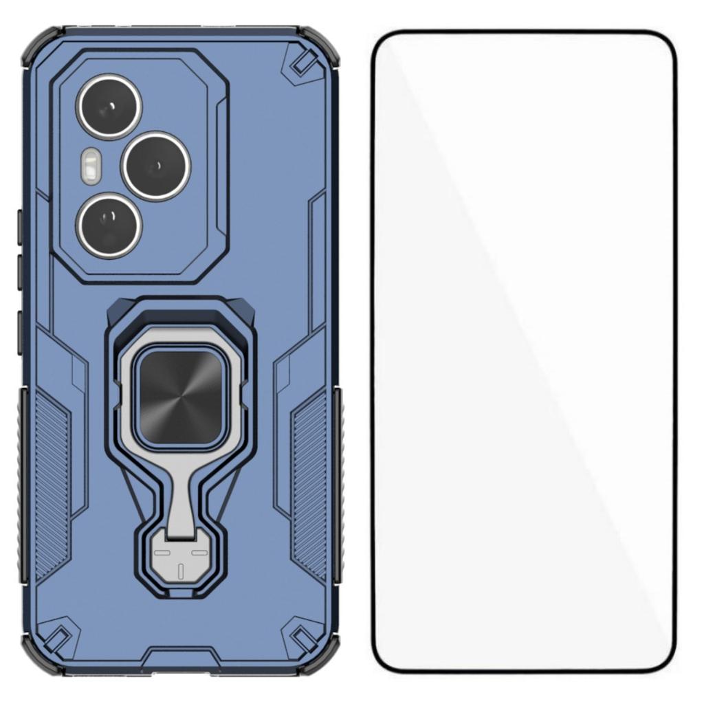 For Honor 400 Pro 5G (Global) Phone Case WANLONFENG PC TPU Back Cover Kickstand with Tempered Glass