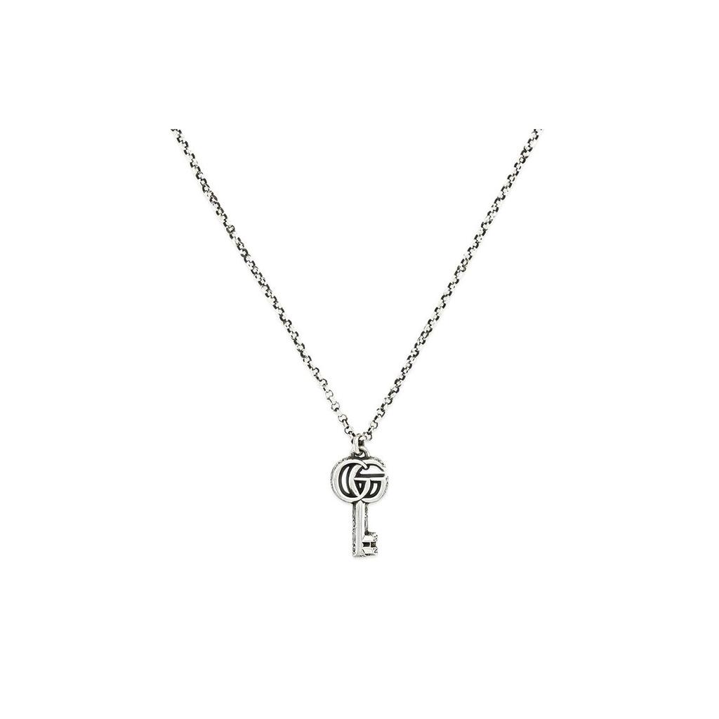 Gucci GG Marmont Double G Schlüsselanhänger Vintage-Finish Glänzend 925er Silber Halskette Herren Halskette 627757-J8400-0701