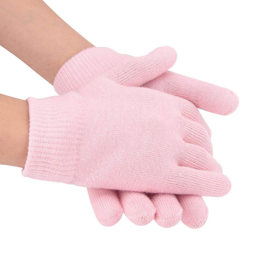Iktu Gel Moisturizing Spa Gloves Soft Cotton with Thermoplastic Gel Repair Heal Cracked Dry Skin, Gel Lining Infused with Essential Oils and Vita