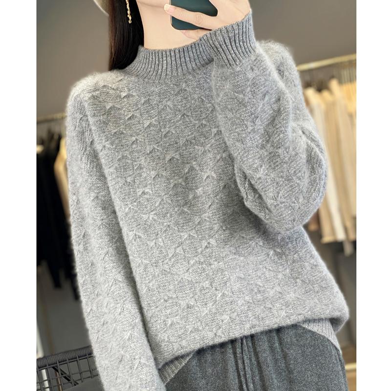 Women Sweater 100% Wool MODERN NEW SAGA Turtleneck Knit Pullover Thick Winter Jumpers Female Knit Tops