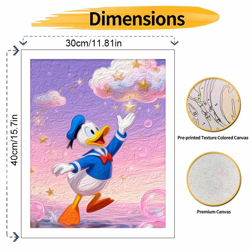 Disney Digital Oil Painting Art Kit Donald Duck Dreamy Sky Handmade Coloring Painting Home Decor