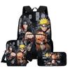 3Pcs Set School Backpack with Front Pocket, Crossbody Bag & Pencil Bag, Cartoon NARUTO, Lightweight for Boys & Girls Ages 6-10