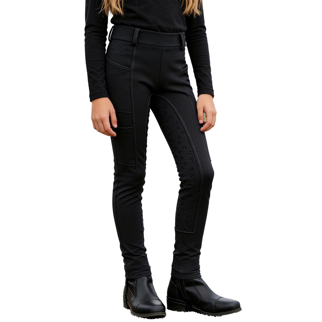 Boys Girls Horseback Riding Leggings Full Seat Anti-slip Breeches with Multiple Pockets for Equestrian Sports Kids