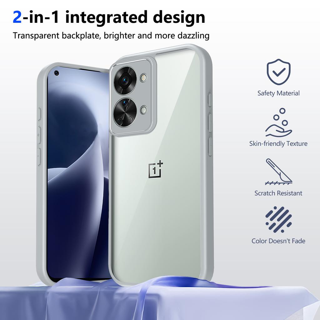 Custodia per Oneplus Nord 2T CPH2399 Bumper in Silicone Antiurto Cuscino d'Aria Cover Posteriore Trasparente Opaca Custodia Rigida per Telefono per One Plus Nord2T