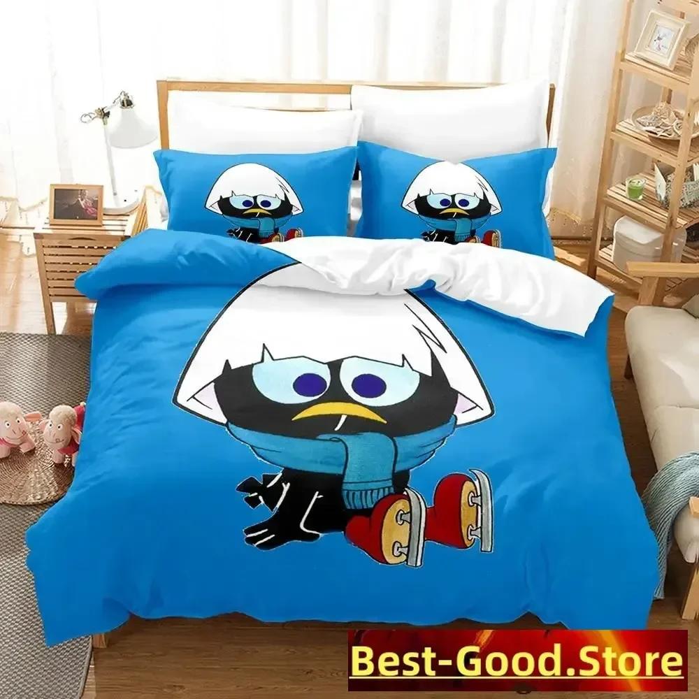 

Cute Calimero Bedding Set Single Twin for Full Queen King Size Bed Set Aldult Kid Bedroom soft Duvetcover Sets Kawaii Bed EU Single(135*200cm)3pcs
