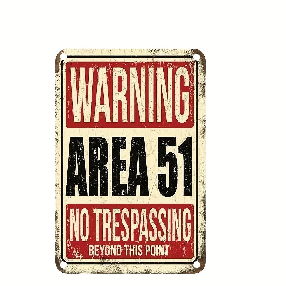 [No Trespassing UFO Decor Sign] [Popular Choice] Area 51 No Trespassing - Vintage UFO Sci-Fi Metal Sign Decor for Home, Bar