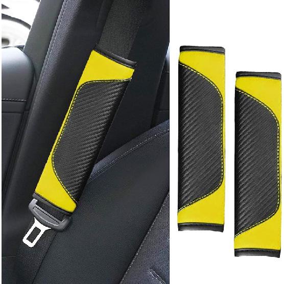 2PCS Car Seat Belt Cover Pad, Soft Carbon Fiber Leather Seatbelt Shoulder Protector For A More Comfortable Driving, Universal Safety Belt Strap Cover