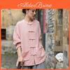 Johnature Vintage Tops Women Shirts Oneck Bat Sleeve Blouses Patchwork Pockets Loose Button Shirts