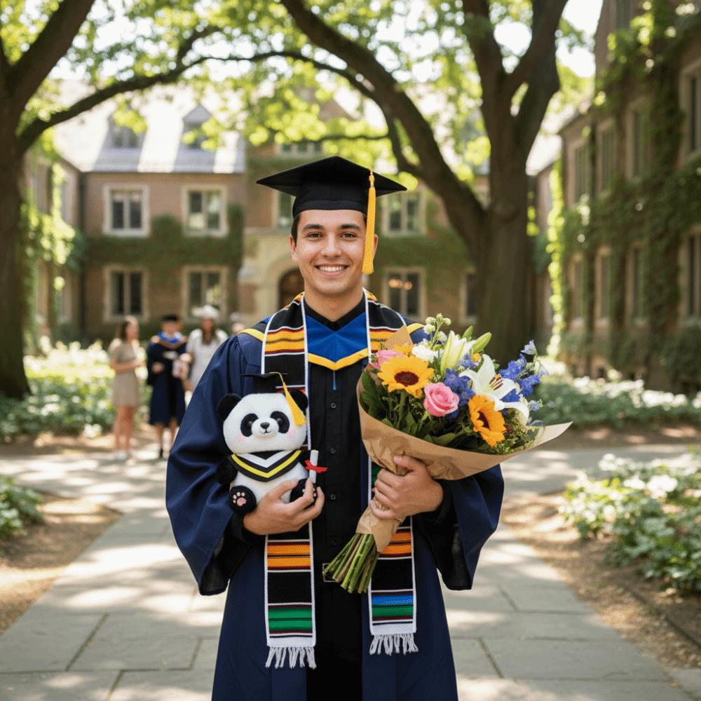 Soft Stuffed Animal Toy Cute Plush Panda Ornaments Kawaii Panda Doll  Graduation Season