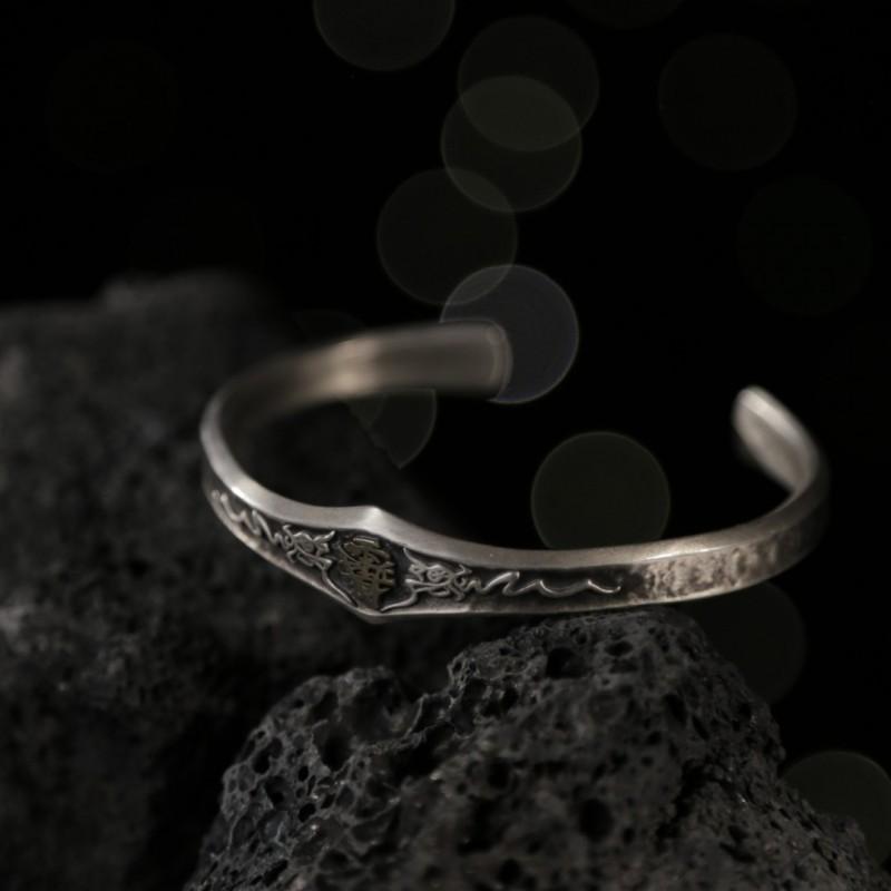 Handmade Bohemian Silver-Plated Bracelet With Mountain Spirit Flower Motif Vintage Ethnic Style Adjustable Wristband Copper-plated Silver