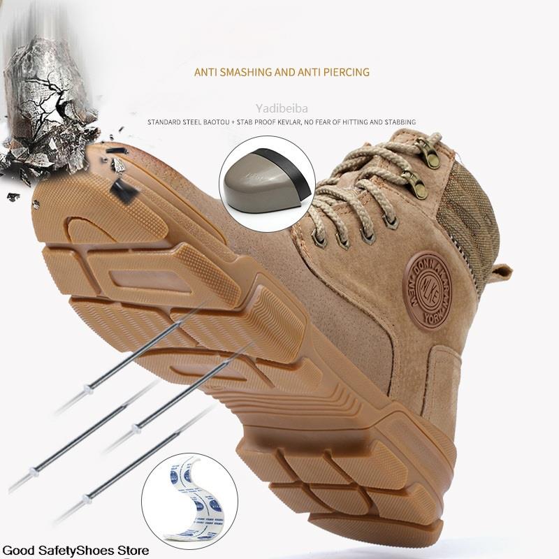 Men Safety Shoes Autumn Winter Work Shoes Puncture-Proof Steel Toe Work Boots Men Women Safety Shoes High Top Hiking Boots Male