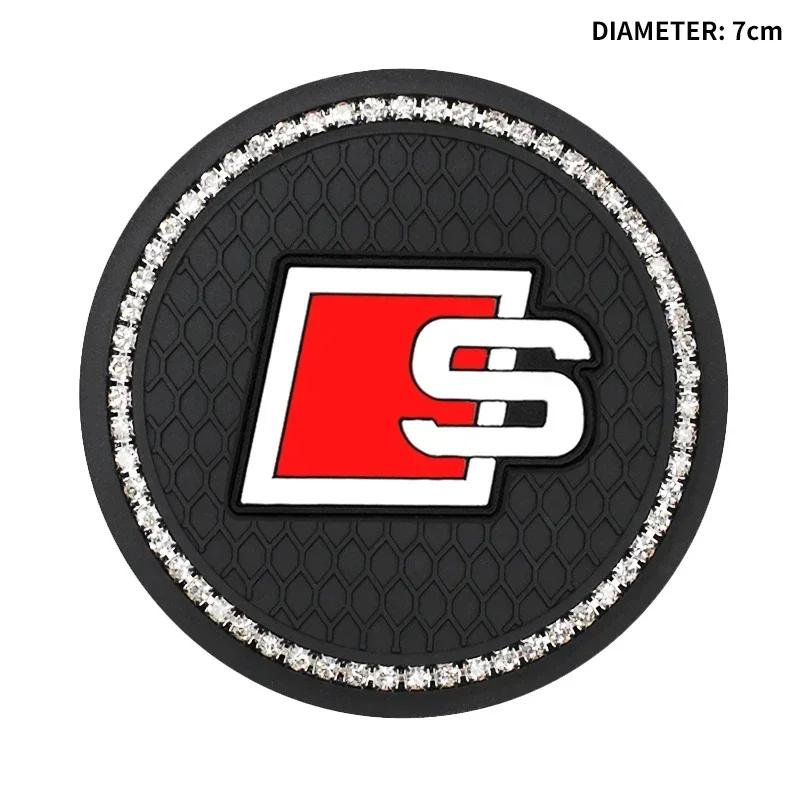 1/2pcs Car Styling Diamond Car Coaster Water Cup Anti-slip Pad Mat for q2 S A4 A5 S3 S5 A3 8p 8v b6 b8 S8 S4 B9 C7 Accessories