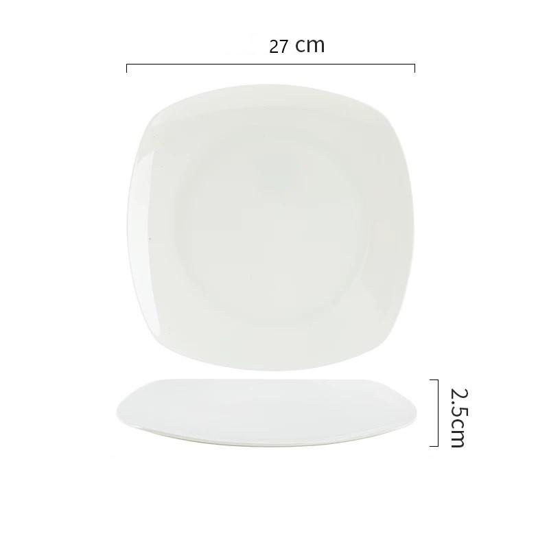 10.5 inch, plain white bone china buffet plates, square dinner plate, crockery rectangular dish, bone china dinner set