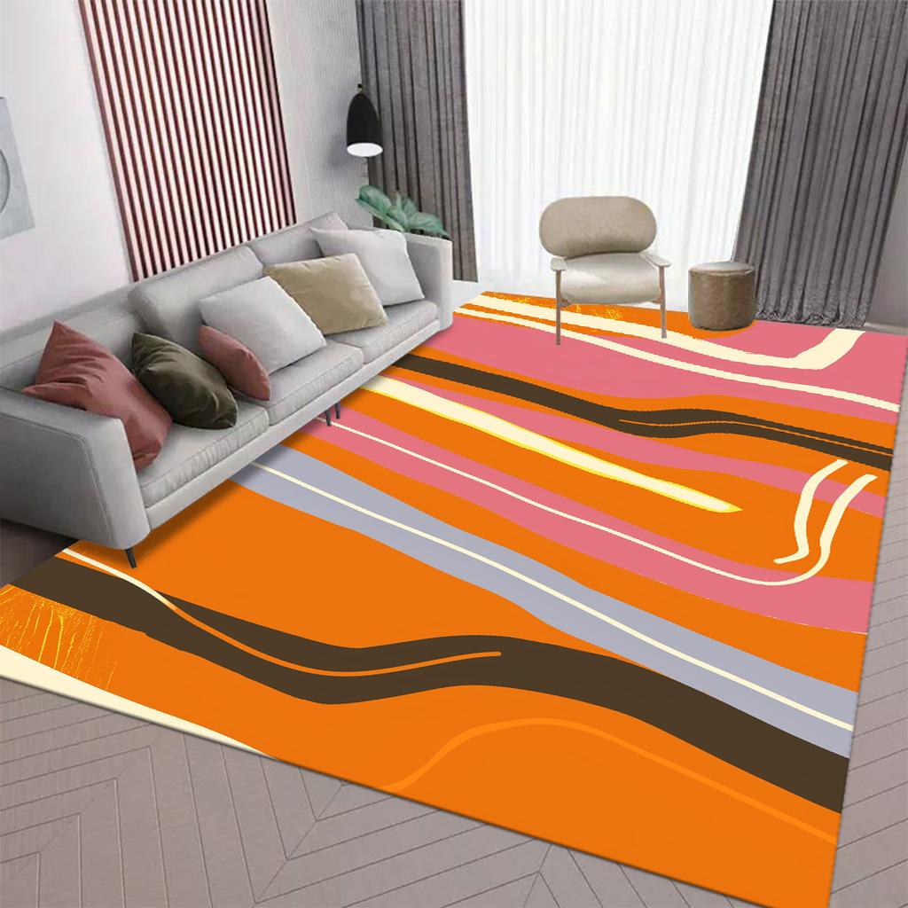 Orange Large Area Carpets for Living Room Nordic Abstract Style Decoration Bedroom Rug Non-slip Washable Lounge Sofa Side Mat