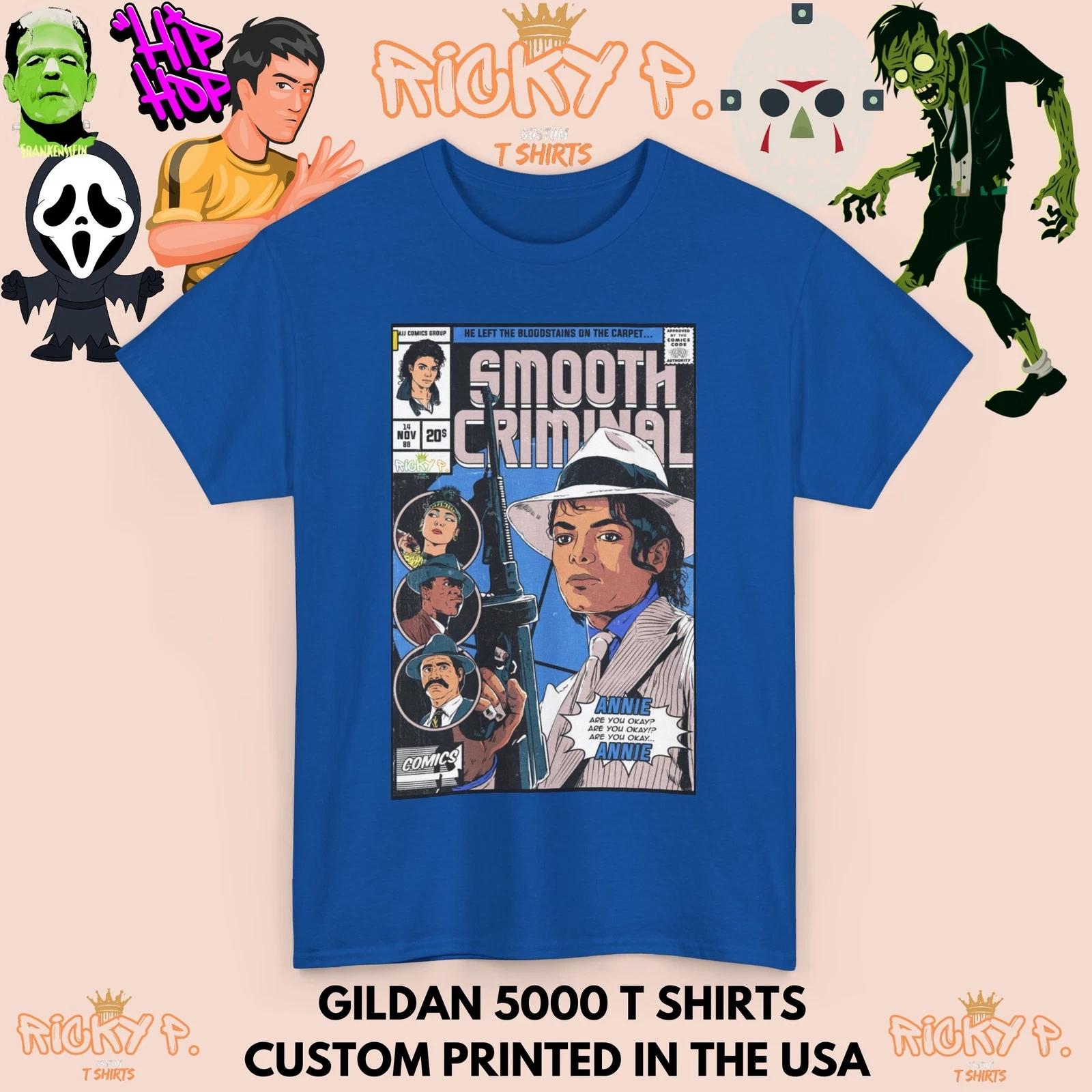 Michael Jackson Smooth Criminal Comic 100% Cotton T-shirt Mens Tees Top Unisex Heavy Cotton Tee M