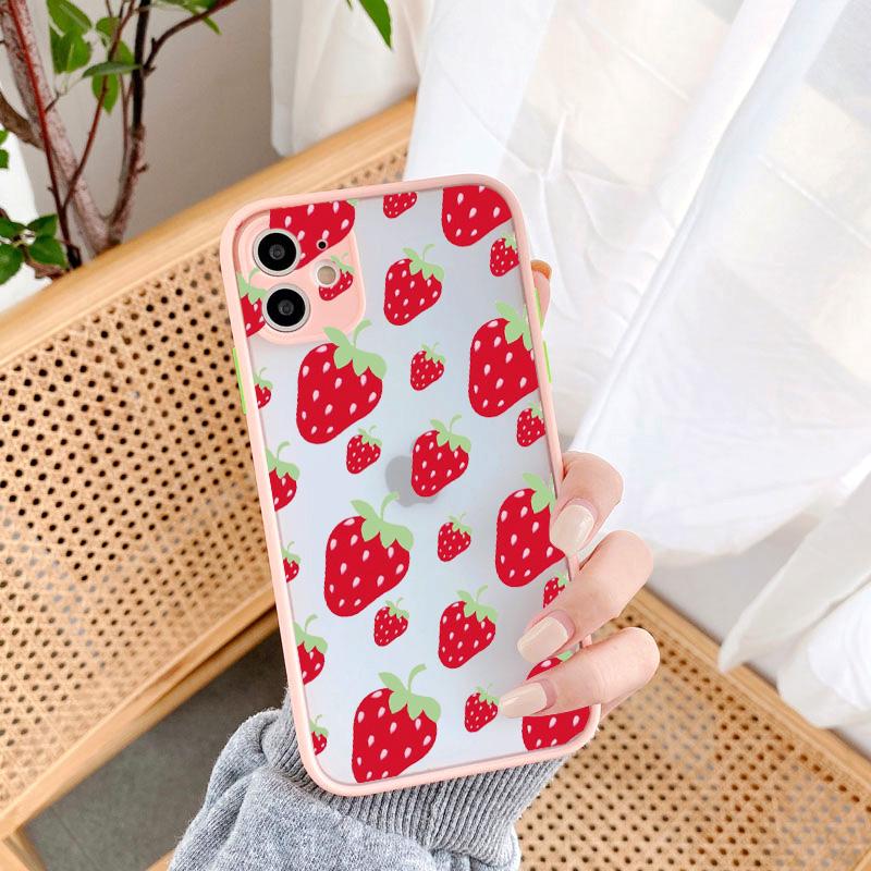 

Летний Фруктовый Чехол для Телефона для iPhone X XR XS MAX 13 12 11 14 15 Pro Max Клубника для iPhone 7 8 Plus SE2020 Ударопрочные Чехлы iphone 13