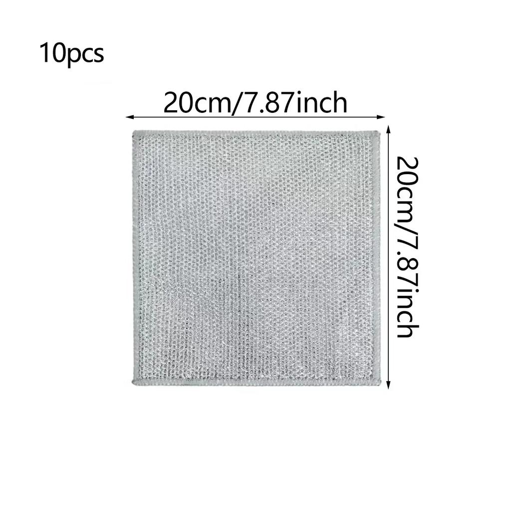 10/20pcs Magic Dishcloth Silver Wire Cleaning Kitchen Cloth Thickened Microfiber Wash Towel Built-in Sponge Steel Wire Ball Rag