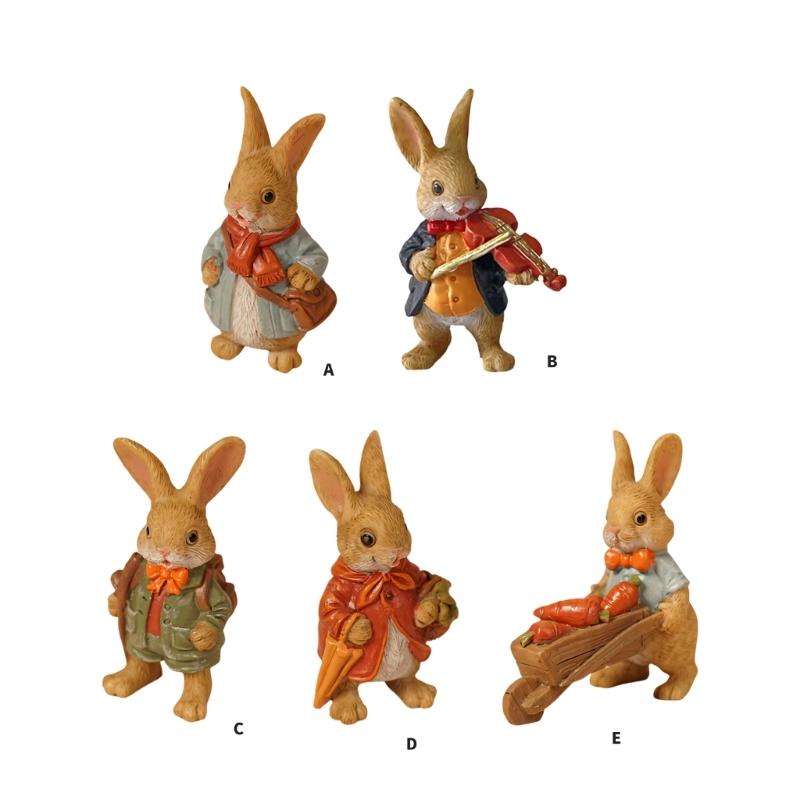 Miniature Rabbit Figurines Easters Bunnies Rabbit Miniature Fairys Garden Decors Cake Toppers Decors Landscape Ornament