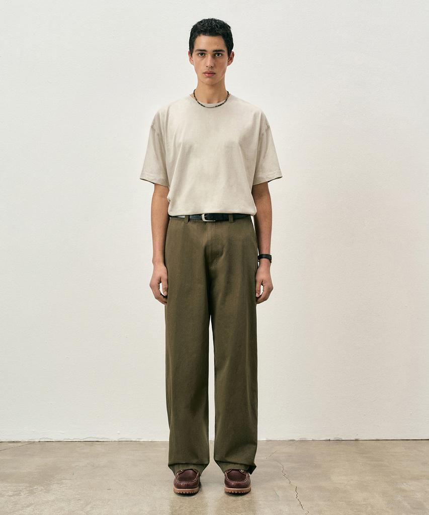 COSTUME O’CLOCK Cotton Washed Wide Pants Ash Brown Coospt243Ashbrown