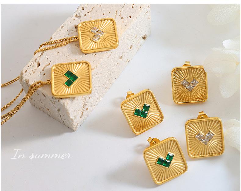 European Style Heart-Shaped Zircon Stone Earrings and Necklace Set