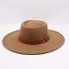 Solid Color Wool 9.5Cm Brim Men'S And Women'S Warm Outdoor Elliptical Concave Convex Torus Top Hat