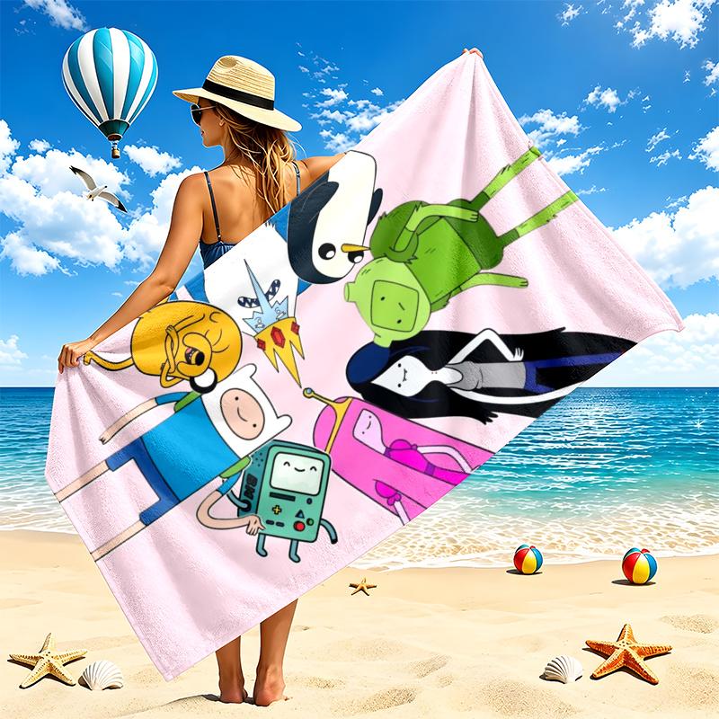 Adventure Time Beach Towel Quick Dry Soft MicrofiberSand Resistant Oversized Cabana Bath Sheet for Swimming Pool Travel Gift
