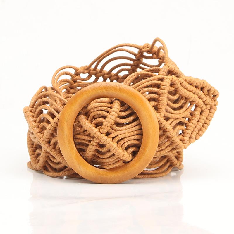 Bohemian Wax Rope Hollow Woven Belt Hand-Woven Decorative Clothes Dress Women'S Belt
