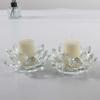 Cute Lotus Candle Holder Crystal Glass Tealight Candlestick Home Ornament Clear Figurines Everlasting Lamp Base Party Decor