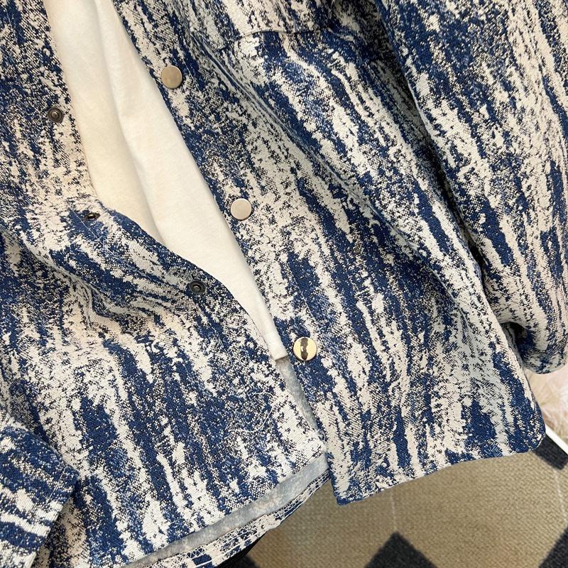 Spring and Autumn New Men's Tie-Dye Loose Casual Long Sleeve Shirt