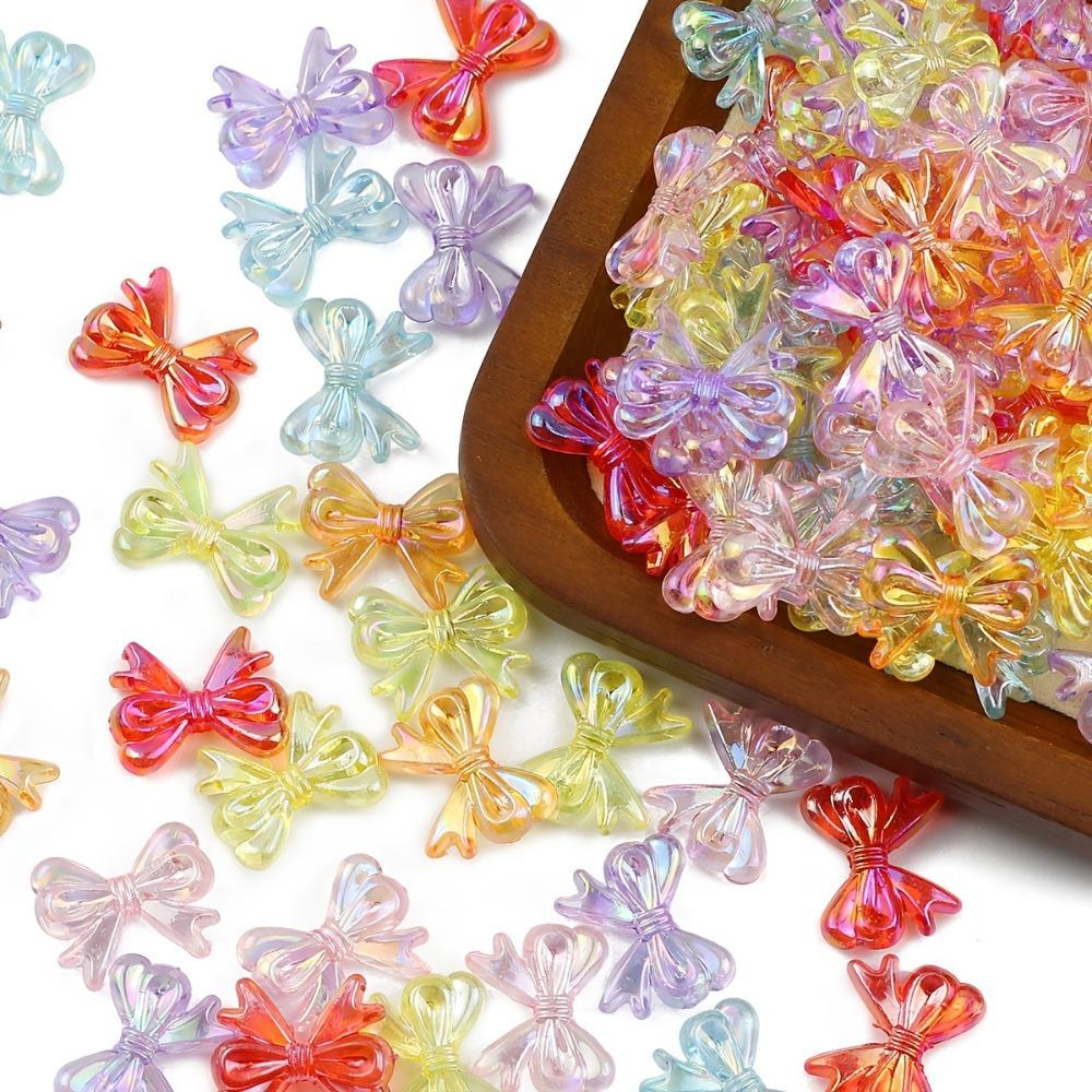 Pearlescent Acrylic Bow Tie Beads for DIY Jewelry