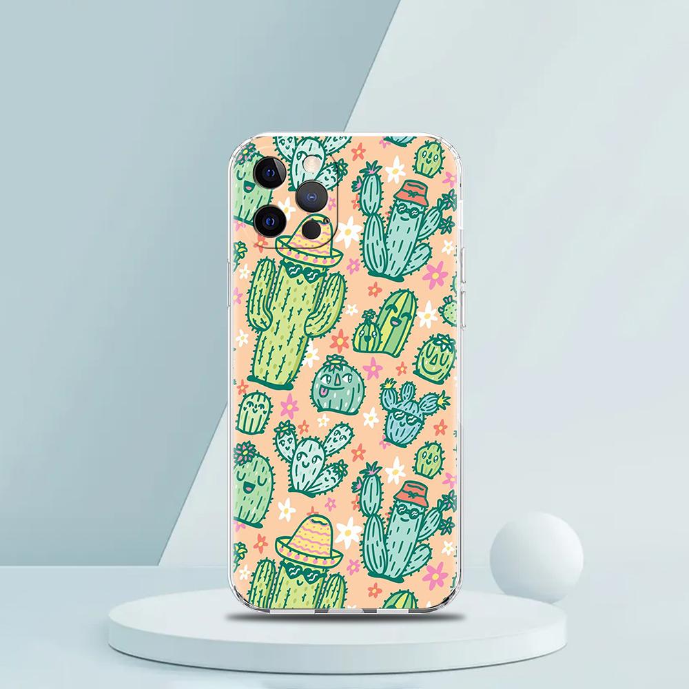 Plant Cactus Phone Case for iPhone 16 15 14 13 12 Pro Max Transparent Soft for iPhone 11 Pro Max 7 8 Plus XS XR Shell Bags