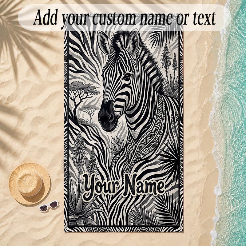 Quilt Theme Soft Beach Towel Personalized Custom Name Text Towel Portable for Beach Pool Travel