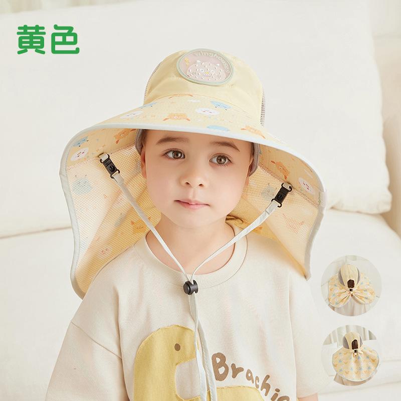 

Детская шляпа мультяшная милая с козырьком для мальчиков и девочек для путешествий на открытом воздухе защита от солнца шляпа с большими полями шаль дышащая шляпа-ведро