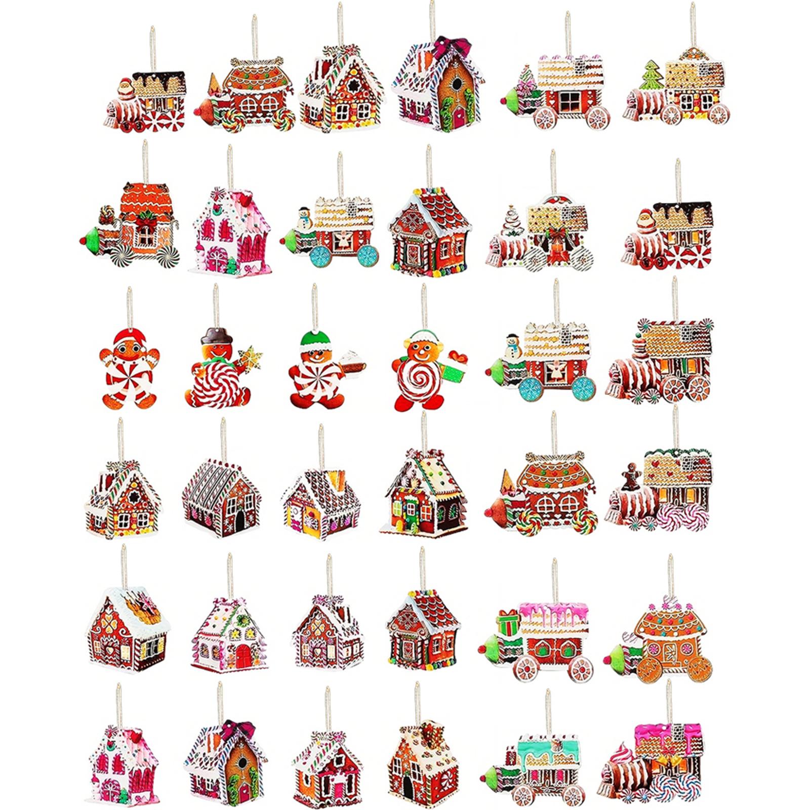 45/36pcs Christmas Wooden Hanging Ornaments Christmas Tree Ornaments Xmas Tree Hanging Ornament for Christmas Tree Decorations