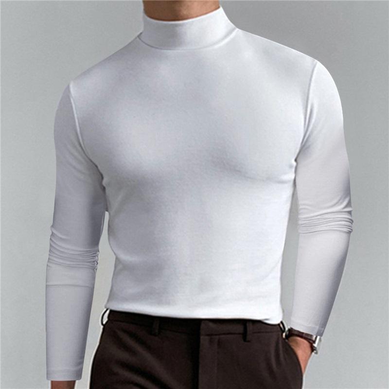

Men s Turtleneck Slim Fit Long Sleeve Shirt Soft Stretch Casual Base Layer Top XXXL білий