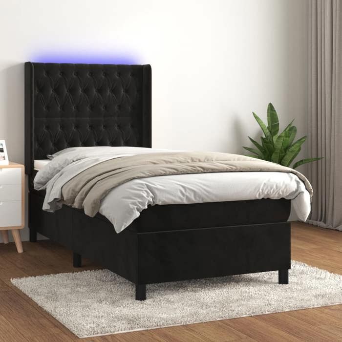 VidaXL Slat Bed Base with Mattress and LED, Upholstered Bed, Single Bed, Adult Bed for Interior Bedroom, 3139711
