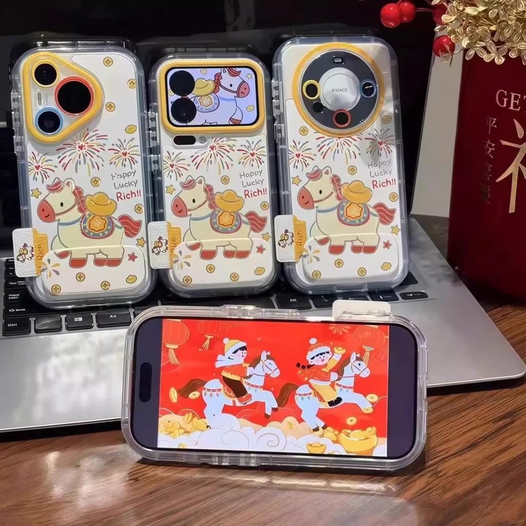 Pony Money for Apple 17 Mobile Phone Case iPhone16PROMAX Gold Ingot Pony New Year Protective Case 15