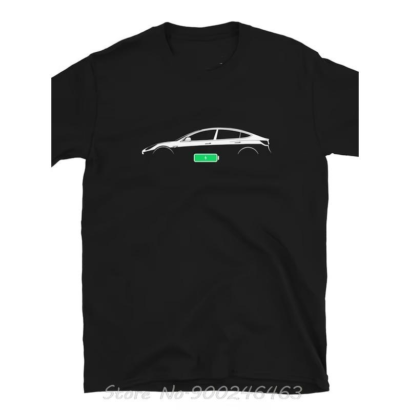 unisex Electric Vehicle Graphic T-Shirt | Sleek White Car Design, Black Tee for EV Enthusiasts, All-Season Casual Streetwear, Crew Neck, Short Sleeve, S