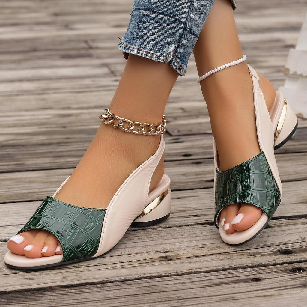 Women's Spring and Summer Outside Wear Shoes Sandals Slippers Outside Wear Breathable Middle Heel Slippers