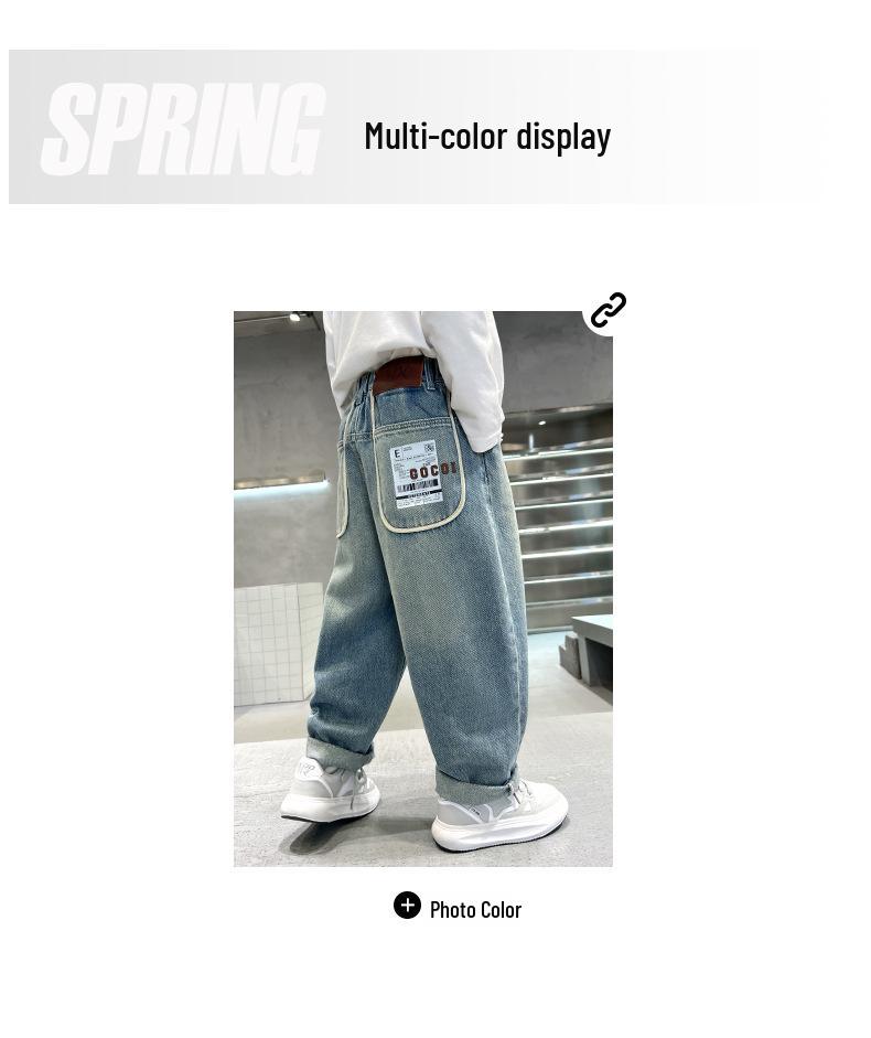 Boys' 2025 Spring/Autumn Loose Straight-Leg Jeans - Trendy, Casual, Plus Size Pants for Kids