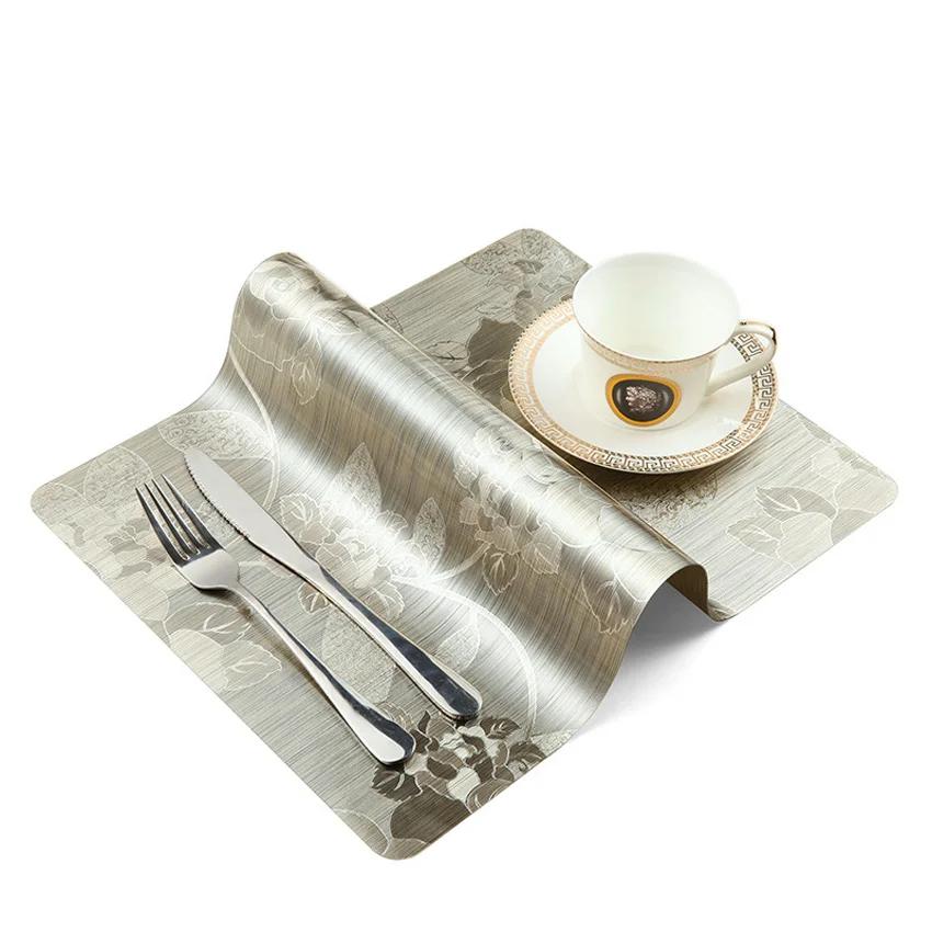 Waterproof Anti-oil Placemat PVC Dining Table Mat Golden Disc Pads Bowl Pad Coasters Table Cloth Pad Slip-resistant Pad 2/4/6pcs