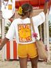 Damen Sommerurlaub Stil Smiley Gesicht Sonne Druck Locker Kurzarm T-Shirt